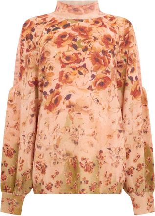 Alberta Ferretti Gebreide trui met opstaande kraag - Dames - Coltruien - Veelkleurig - XL - Wol - Truien & Vesten