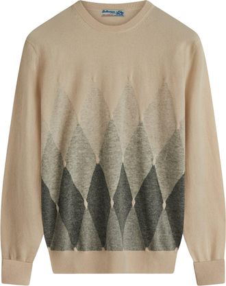Ballantyne Diamond Intarsia Cashmere Crewneck Sweater