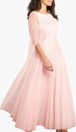 Needle & Thread Sunrise Sequin Cape Sleeve Ankle Gown in Peony Pink at Nordstrom, Size 12