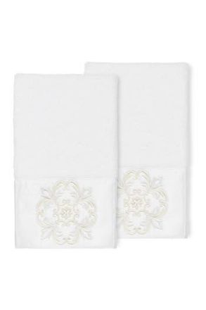 Linum Home Textiles Alyssa Embellished Hand Towel - Set of 2 - White at Nordstrom Rack