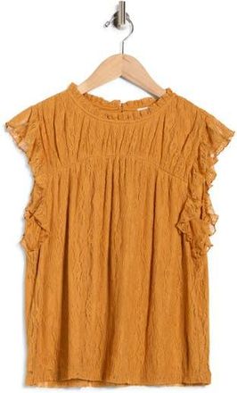 Daniel Rainn Flutter Sleeve Lace Top in Inca Gold at Nordstrom Rack, Size X-Large
