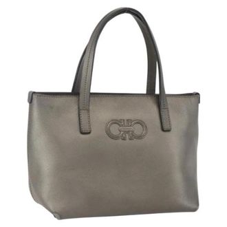 Ferragamo Pre-owned Handbags, female, Gray, Size: ONE SIZE Pre-owned Leather Handbag