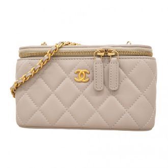 Chanel Gray Leather Vanity Bag (Pre-Owned)