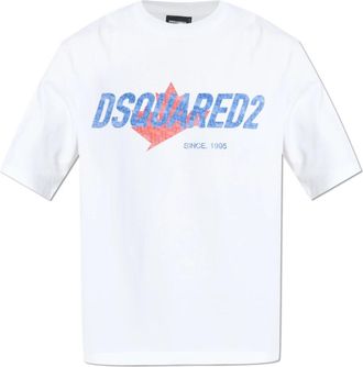 Dsquared2 T-Shirt met Gedrukt Logo - Heren - T-shirts - Wit - XS - Katoen - Tops