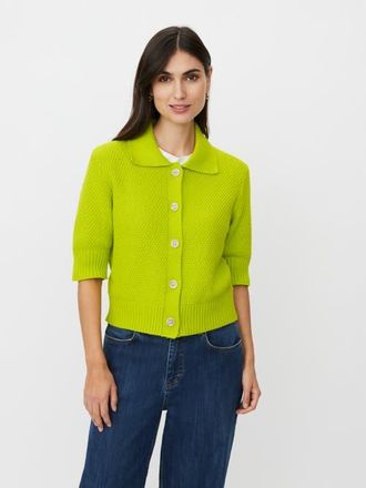 Masai MaLiva Cropped Short Sleeve Cardigan in B Chartreuse at Nordstrom, Size Xx-Large