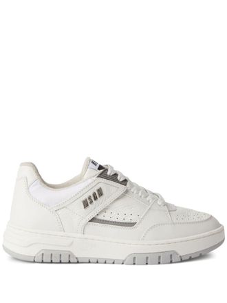 Msgm logo-debossed leather sneakers - White