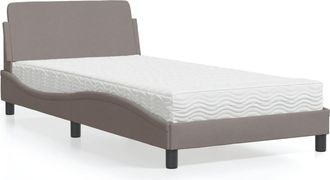 vidaXL Cama Con Colch&oacute;n Tela Gris Taupe 100x200 Cm Vidaxl