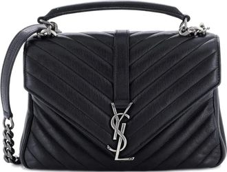Saint Laurent Classic Monogram College Bag Matelasse Chevron Leather Medium crossbody bag - Zwart
