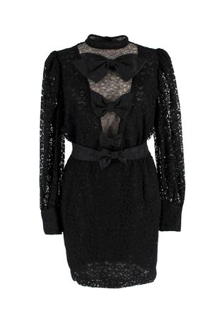 Alessandra Rich Black Lace Bow Mini Dress Size XS