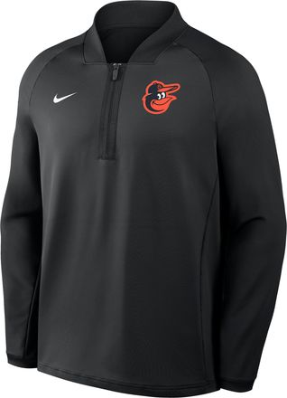Nike Baltimore Orioles Authentic Collection Nike Mens Dri-FIT MLB 1/2-Zip Long-Sleeve Top in Black | 04H900AOLE-KRR