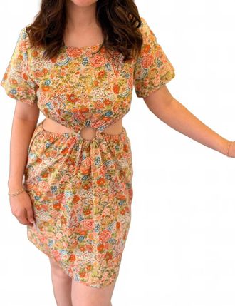 Lucca Couture Wildflower Charm Cutout Dress In Yellow