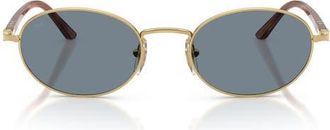 Persol Ida 55mm Oval Sunglasses in Gold /Light Blue at Nordstrom