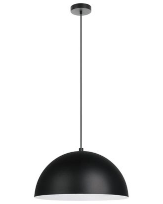 Eglo Rafaelino 1 Light Pendant with Black Finish & Black & Matte White Metal Shade