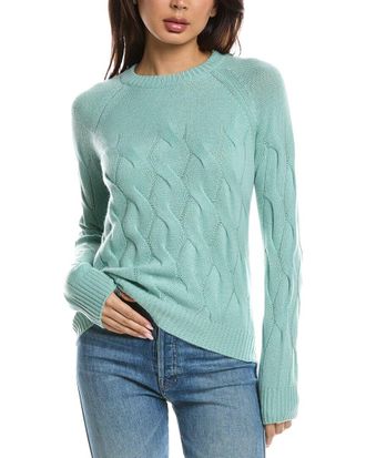 Fort&eacute; Cashmere Wandering Cable Crewneck Cashmere Sweater