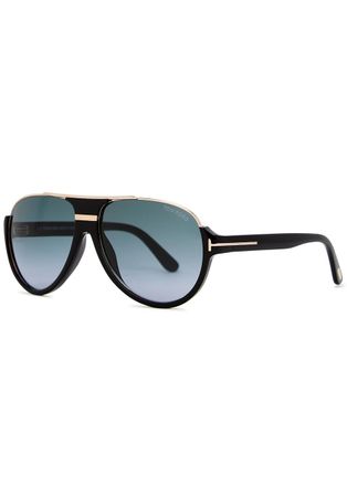 Tom Ford Aviator-style Sunglasses Black, Graduated Lenses, Gold-tone Hardware, 100% UV Protection