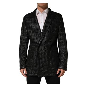 Dolce & Gabbana Lamslederen Blazer met Dubbele Rij Knopen - Heren - Jassen - Zwart - Maat: L Leer