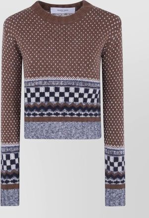 Golden Goose wool blend cropped jacquard crewneck sweater