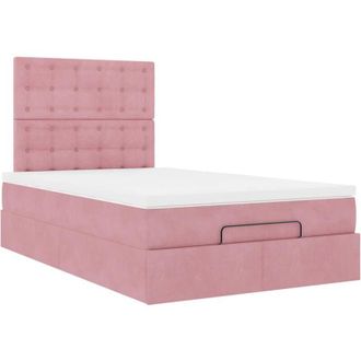 vidaXL Estructura Cama Otomana Colchones Terciopelo Rosa 120x190 Cm Vidaxl