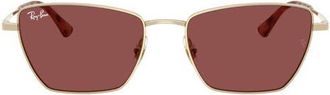 Ray-Ban Drea Bio-Based 53mm Polarized Irregular Cat Eye Sunglasses in Pale Gold /Dark Violet at Nordstrom