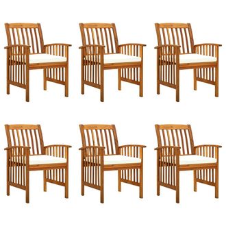 vidaXL Sillas De Comedor De Jard&iacute;n, 6 Piezas Con Cojines, Madera Maciza De Acacia Vidaxl