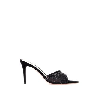 Gianvito Rossi Zijden Organza Kristalversierde Muiltjes - Dames - Muiltjes - Zwart - 37 EU - Organza - Schoenen