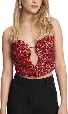 Bardot Eleni Beaded Bustier Top In Pink Multi