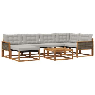 vidaXL Conjunto De Sof&aacute;s De Exterior 7 Pcs Natural Y Gris Claro Vidaxl