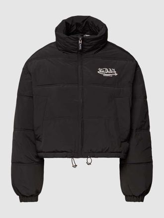 Von Dutch Cropped Steppjacke mit Label-Print in Black, Größe L