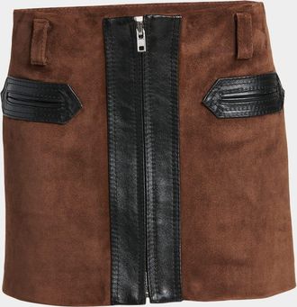 Marni Zip-Front Suede Mini Skirt
