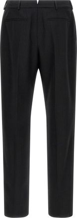 Saint Laurent Pinstriped Wool Trousers - Black