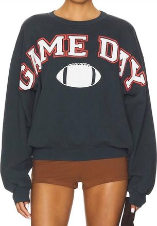 Daydreamer Game Day Crew Sweatshirt In Vintage Black