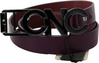 Costume National Womens Brown Leather Large Logo Letter Buckle Belt