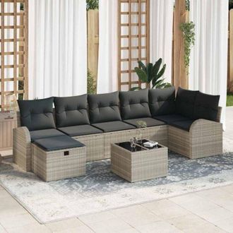 vidaXL Vidaxl - Conjunto De Sof&aacute; De Jard&iacute;n 8 Pcs Gris Claro 289 X 124 X 85 Cm