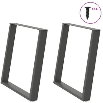vidaXL Vidaxl - Patas Para Mesa De Comedor En Forma De U (2 Unidades), Antracita, 70 X (72-73) Cm, Acero