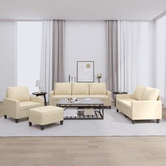 vidaXL Juego De Sof&aacute;s Con Cojines 4 Piezas Tela Crema Vidaxl