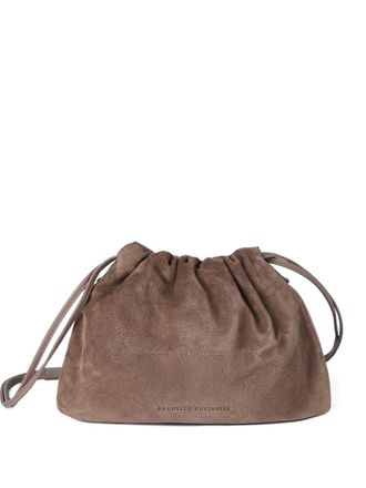 Brunello Cucinelli Su&egrave;de crossbodytas met monili-detail - Bruin
