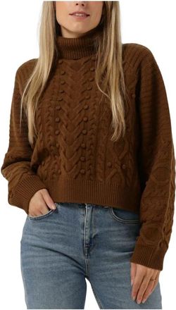 Idano Bruine Gasparine Trui en Vest - Dames - Coltruien - Bruin - S - Truien & Vesten