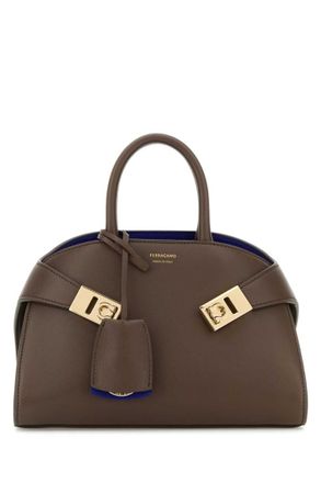 Ferragamo Taupe Hug Bicolor Satchel