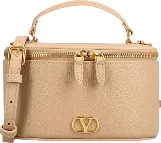 Valentino Tassen, Dames, Beige, ONE Size, Leer, VLogo Signature Vanity Case