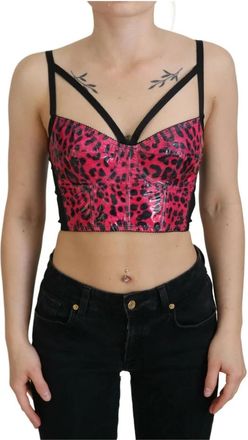 Dolce & Gabbana Luipaardprint Bustier Korset Top - Dames - Tops zonder mouwen - Roze - 2XS - Tops