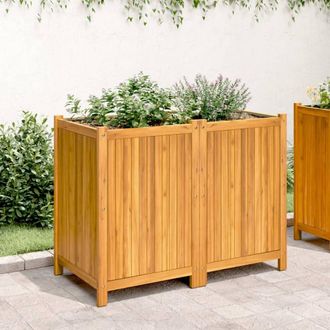Berkfield Home Beautiful Garden Planter with Liner 100x50x75 cm Solid Wood Acacia in Brown | Size: 100 x 50 x 75 cm