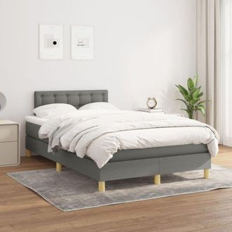 vidaXL Cama Box Spring Con Colch&oacute;n Tela Gris Oscuro 120x200 Cm Vidaxl