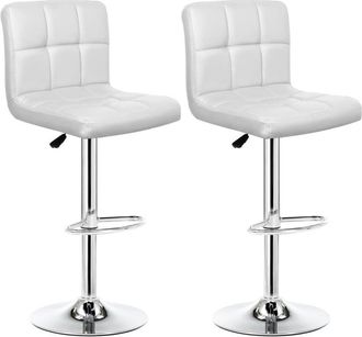IntimaTe WM Heart IntimaTe WM Heart Bar Stools Set of 2, Faux Leather Modern Square Kitchen Stools Set Swivel Chairs With Back (Black) 36 x 43 x 94.5cm