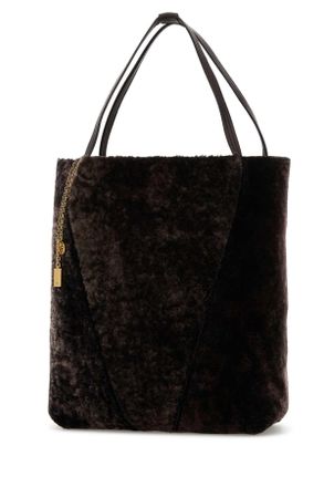 Chlo&eacute; Womens Dark Brown Shearling Large Chlo&atilde;&uml; Spin Shopping Bag Kohlbrown Borse A Mano