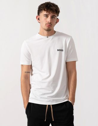 HUGO BOSS Mens BOSS Green x Matteo Berrettini T-Shirt with Moisture-Wicking Piqu&eacute; - White 100 - Size: 42