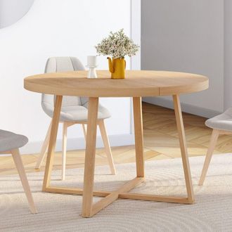 IDMarket Tavolo da pranzo rotondo SELMA per 4-6 persone effetto faggio 110 cm