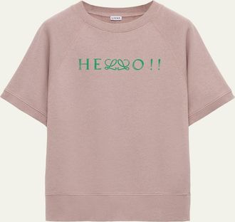 Loewe Mens Hello L-Monogram Short-Sleeve Sweatshirt