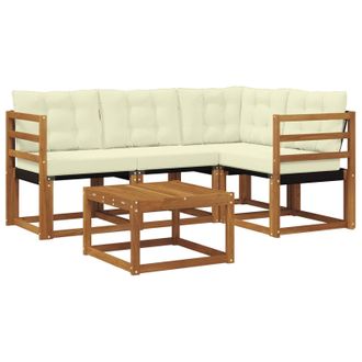 vidaXL Conjunto De Sof&aacute;s De Exterior Con Coj&iacute;n 5 Pcs Natural Y Crema Vidaxl
