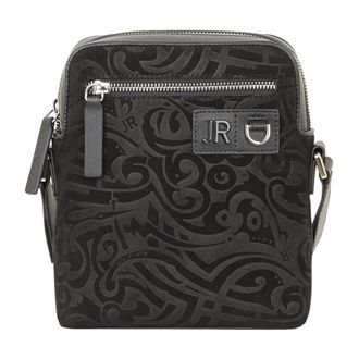 John Richmond Bolsa cruzada con motivo arabesco en relieve - Bags - Hombre - Negro - ONE SIZE