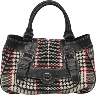 Burberry Nova Check Black Wool Tote Bag (Pre-Owned)
